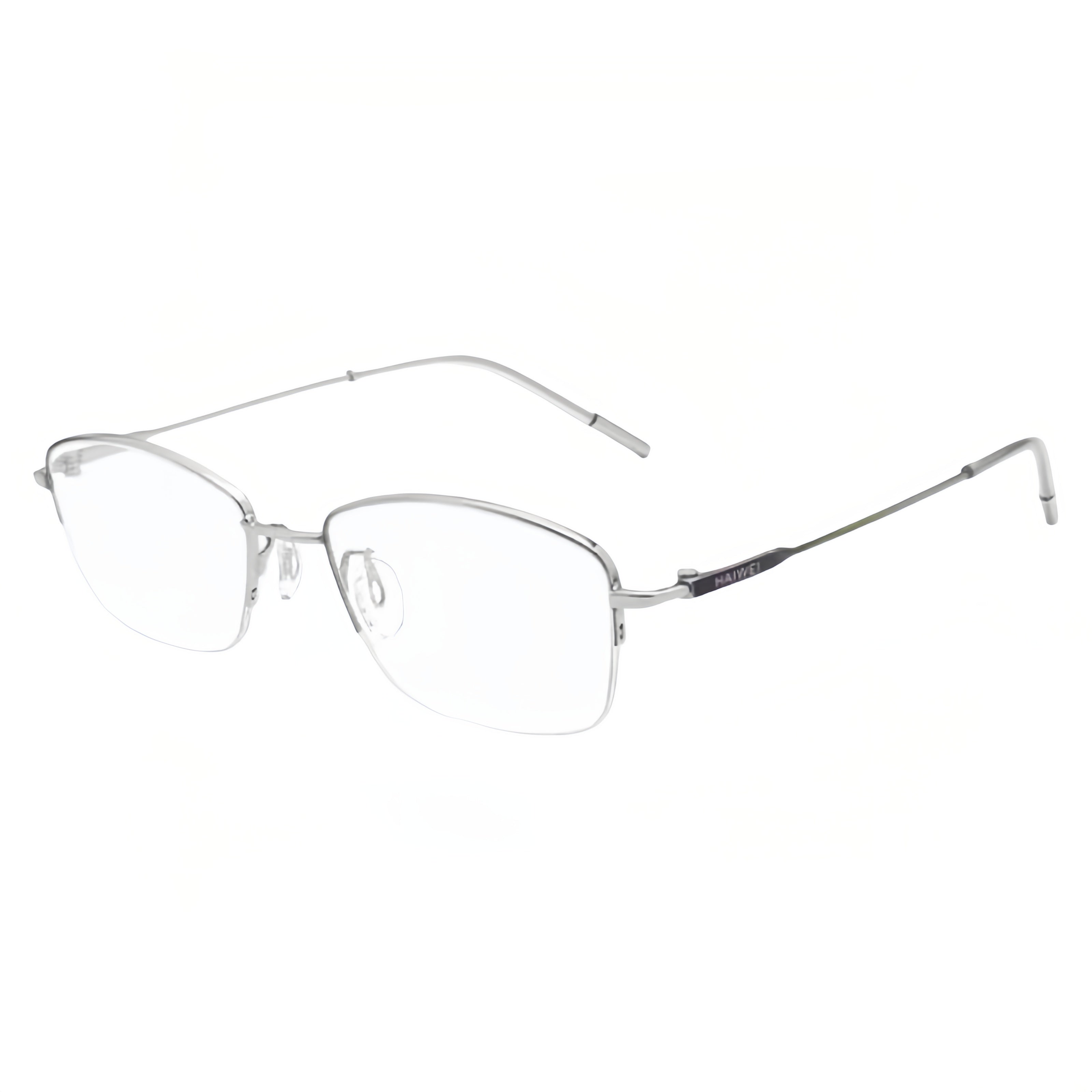 Silver/Purple Gradient rectangular semi-rimless eyeglass frame, product view