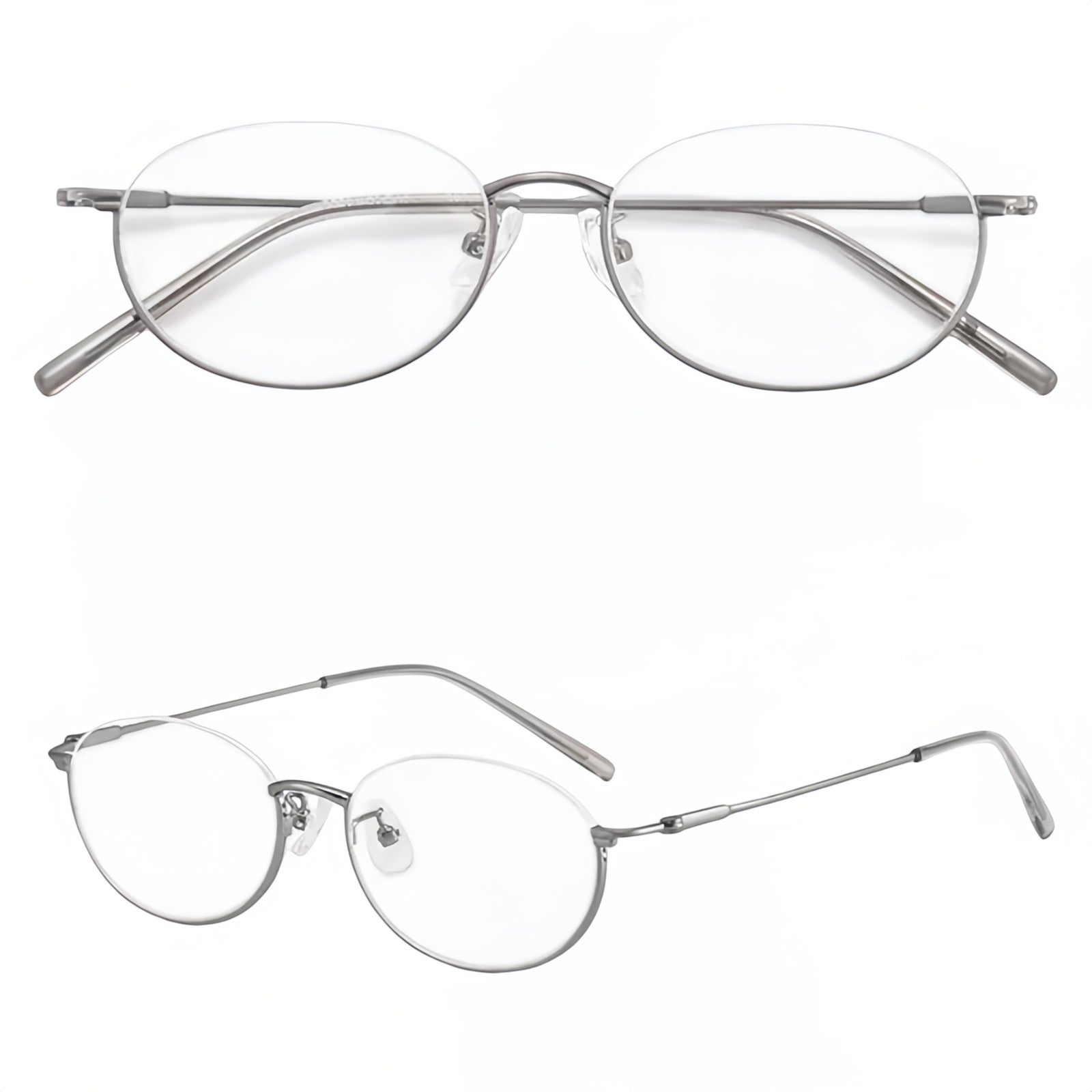 Gunmetal front and 45-degree product views of Stylish Refined Vintage Semi-Rimmed Eyeglasses
