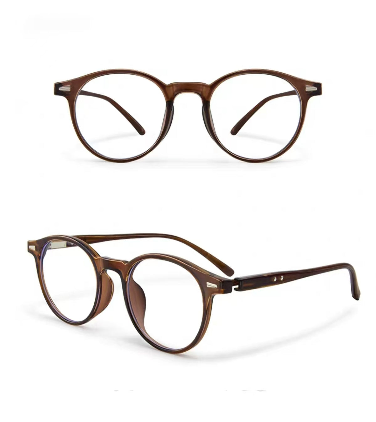 Tea Brown small round full-rim eyeglass frame, product view
