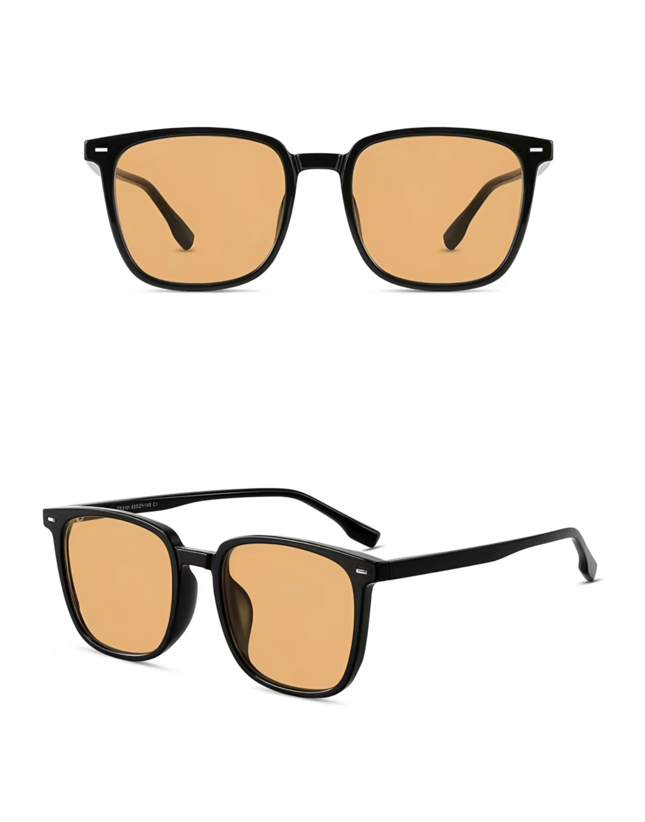 Men’s Black Frame Brown Lens Square Driving Prescription Sunglasses
