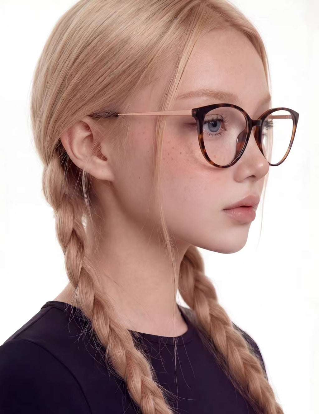 Women’s Retro Tortoiseshell Oversized Cat Eye Ultra-Light Glasses