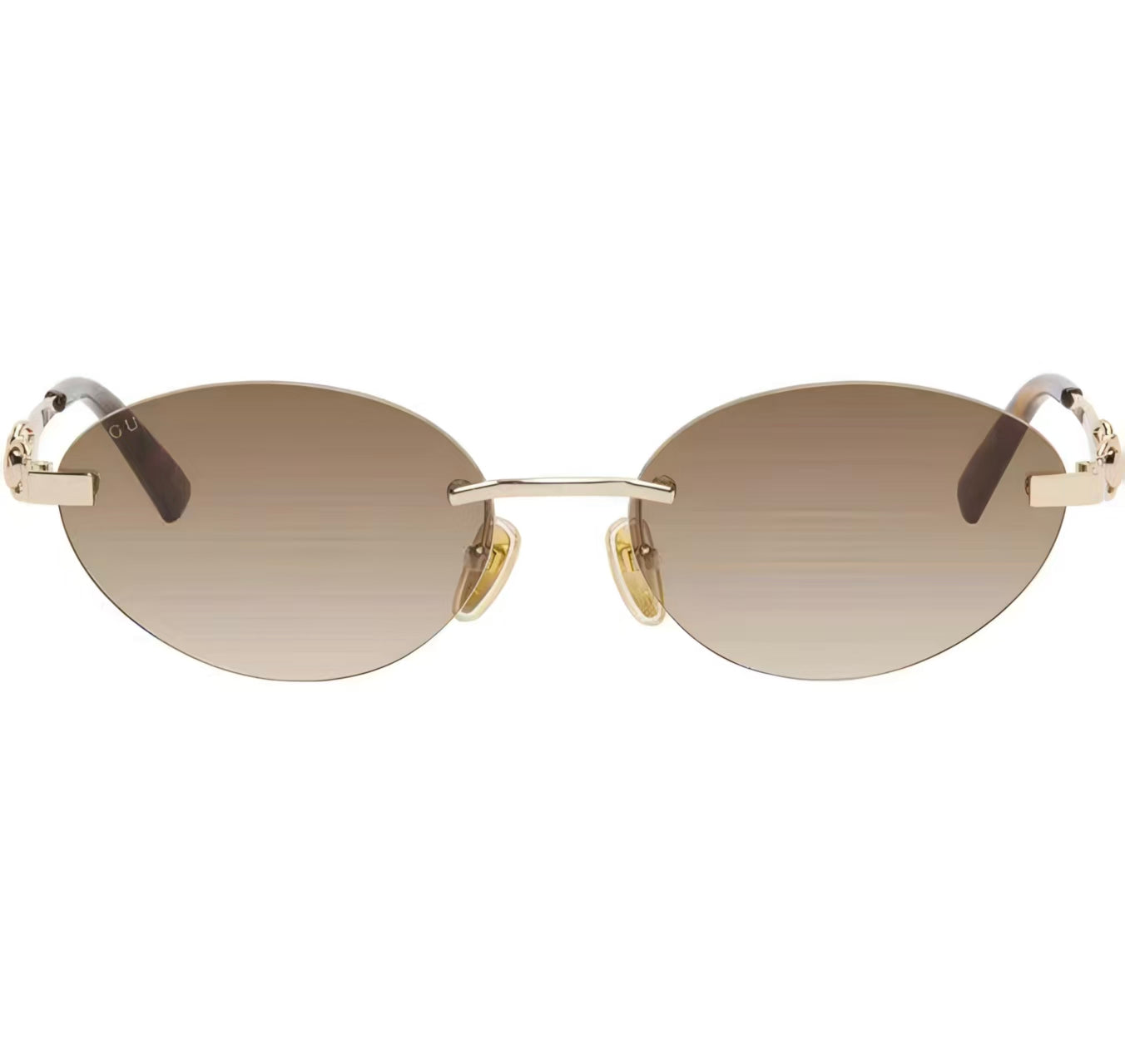 Gold front product view of Gucci Frameless oval sunglasses
