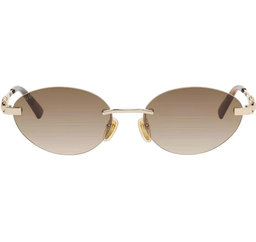 Gold front product view of Gucci Frameless oval sunglasses