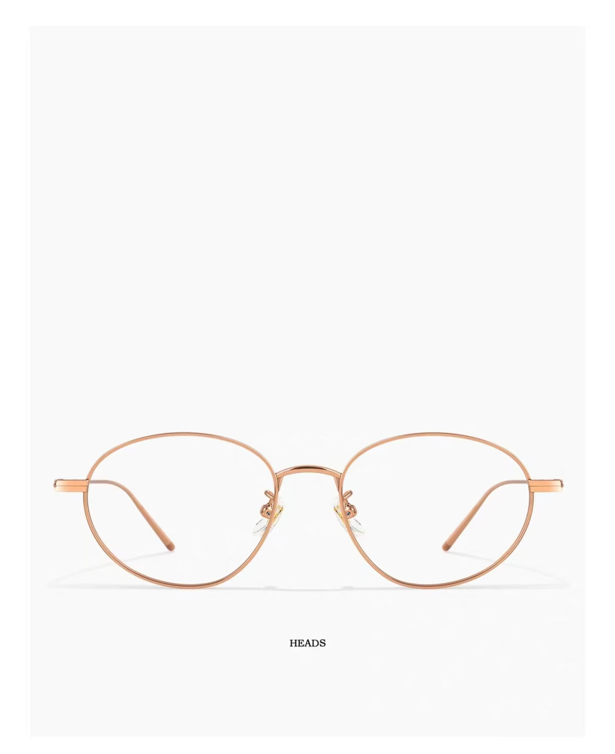 Rose Gold women's semi-titanium oval full-rim glasses, front product view