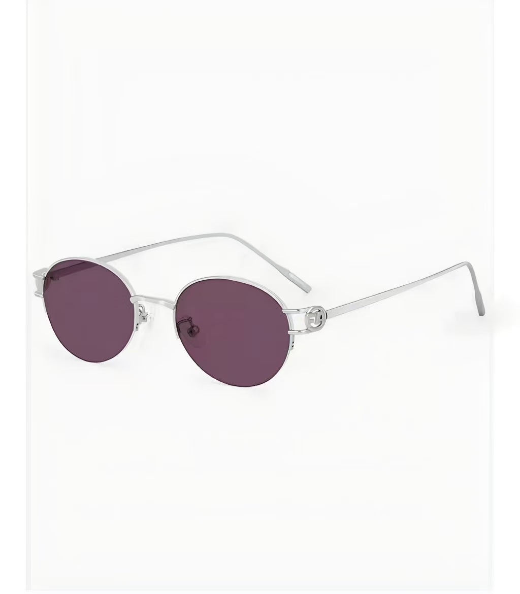Women’s Burgundy semi-rimless oval sunglasses, three-quarter product view