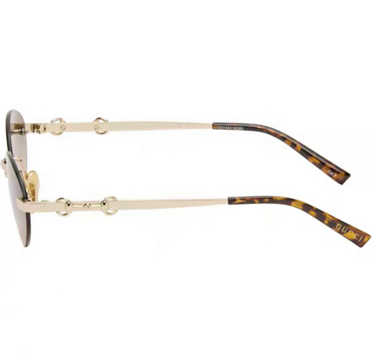 Gold left side product view of Gucci Frameless oval sunglasses
