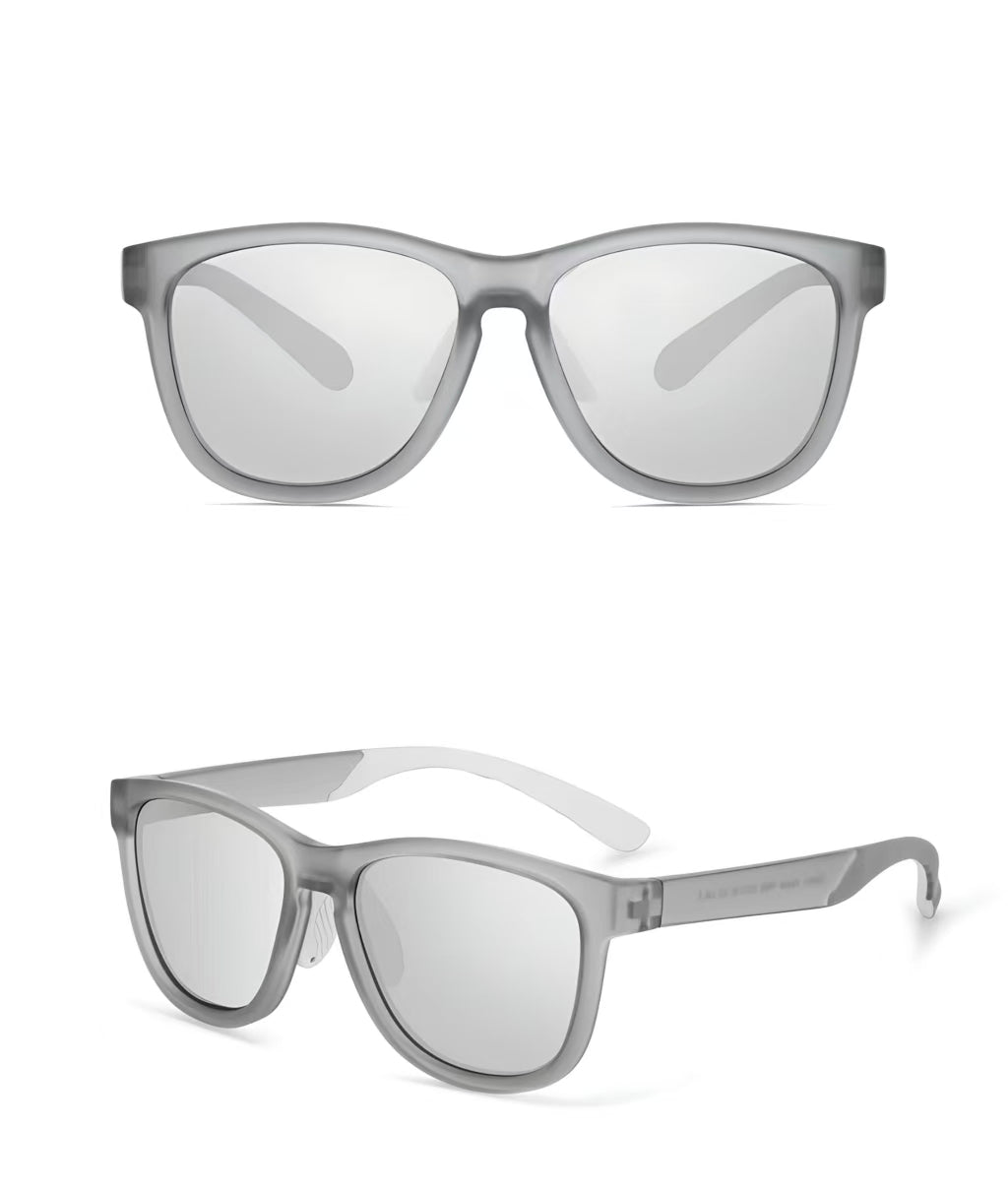 Gray front and 45-degree product views of Pro Men’s Square Polarized UV400 Running Cycling Sports Sunglasses