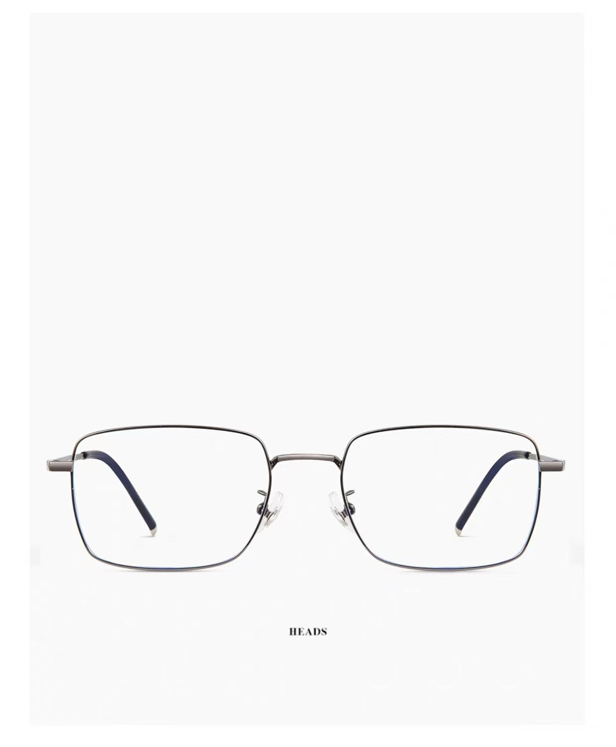 Gray pure titanium square full-rim eyeglass frame, front view