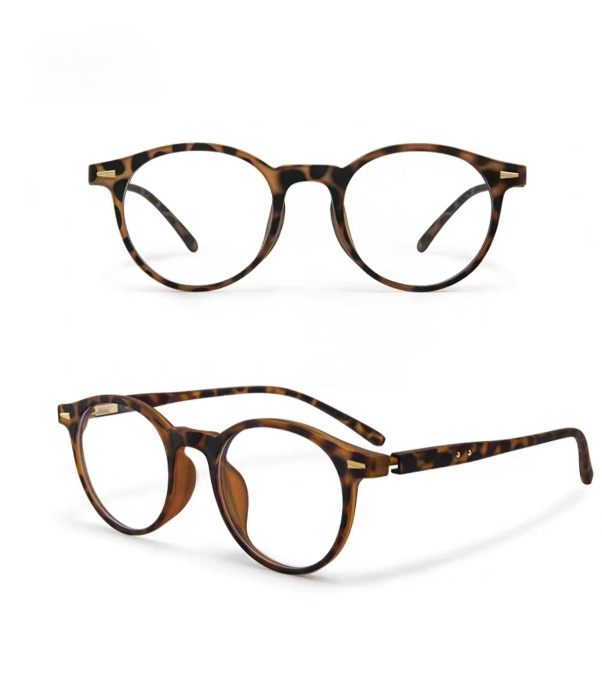 Tortoise Shell small round full-rim eyeglass frame, product view