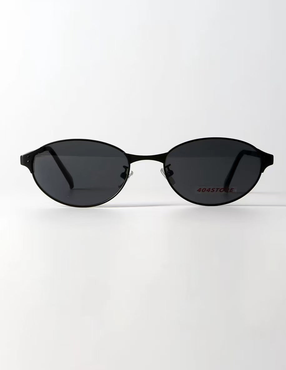Women’s Black full-rim slim oval sunglasses, front view