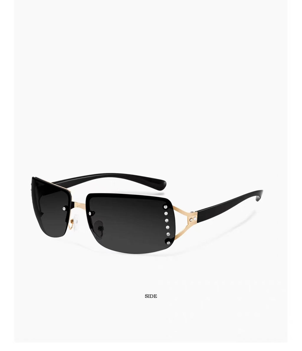 Y2K Vintage Women’s Rimless Rhinestone Trendy Sunglasses