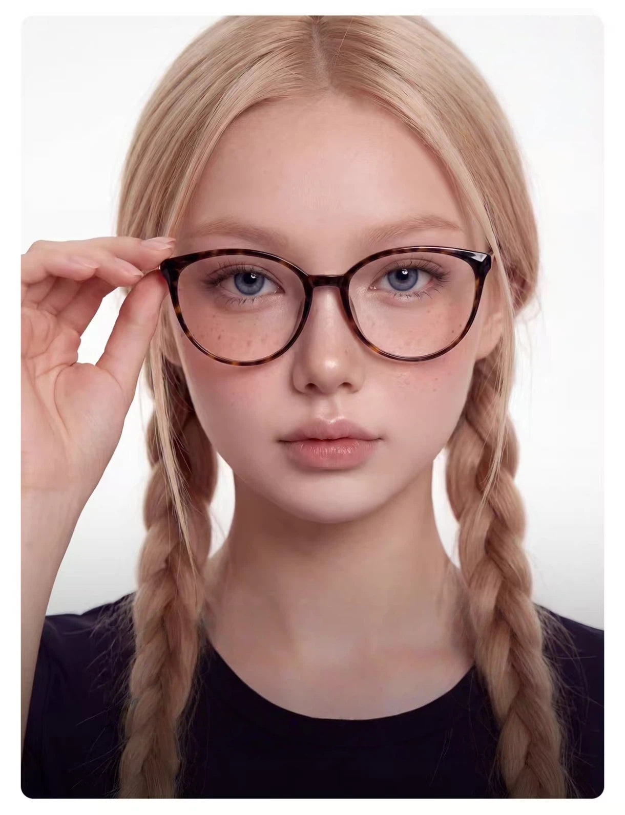 Women’s Retro Tortoiseshell Oversized Cat Eye Ultra-Light Glasses