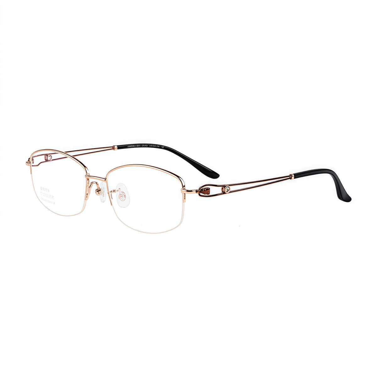 Gold pure titanium semi-rimless glasses, 45-degree product view