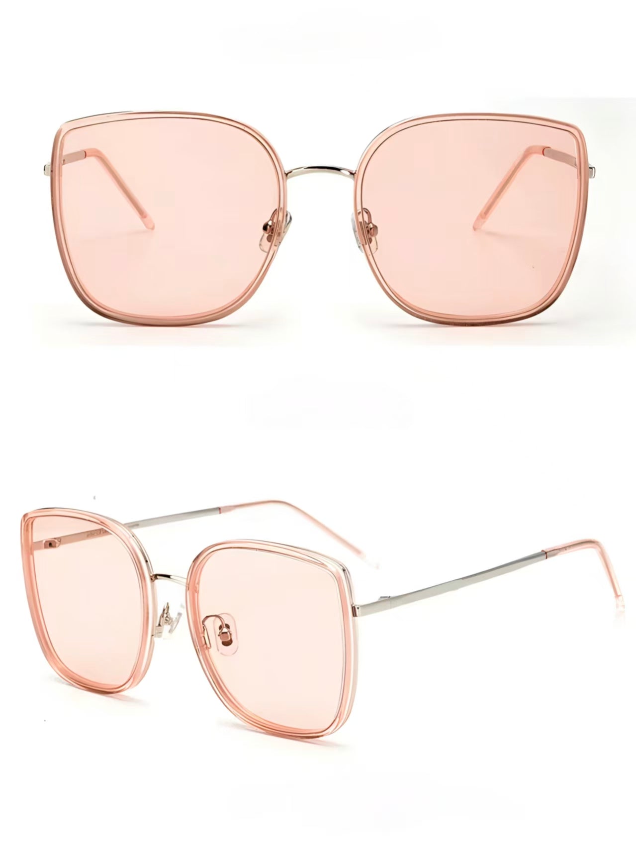 Dusty Pink unisex alloy square sunglasses, product views