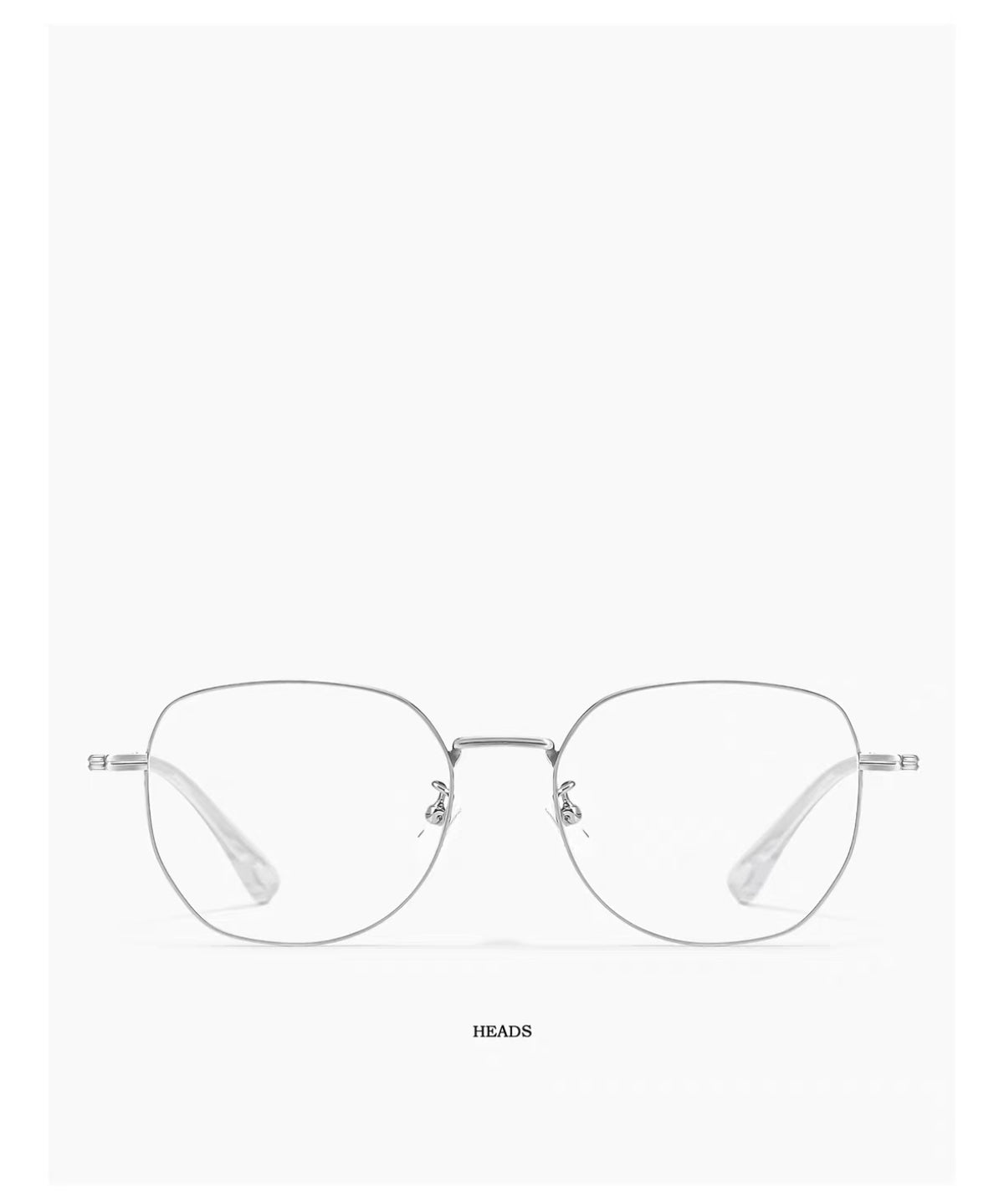 Silver men's retro oversized titanium full-rim glasses, front product view