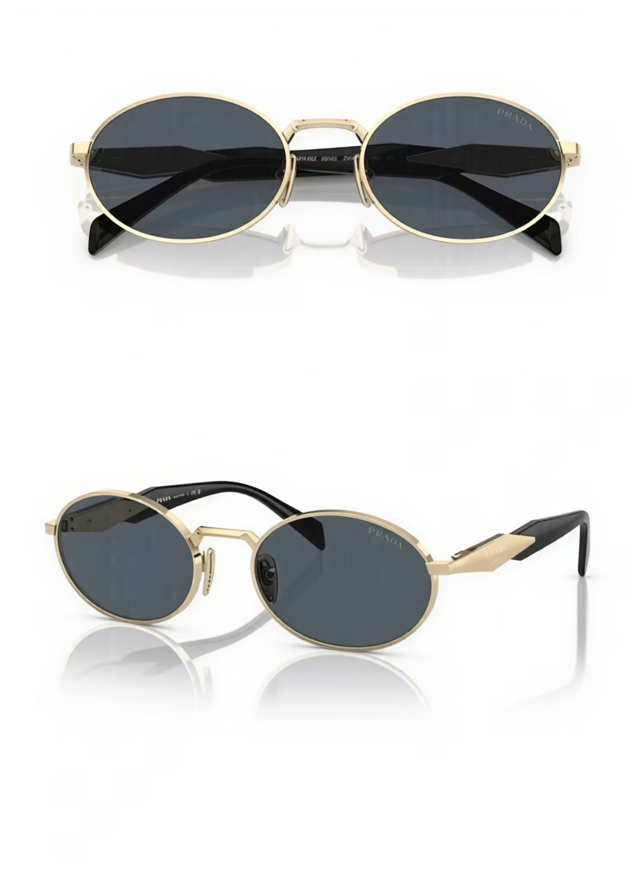 Dark Gray women acetate and metal oval sunglasses, detail-01 view