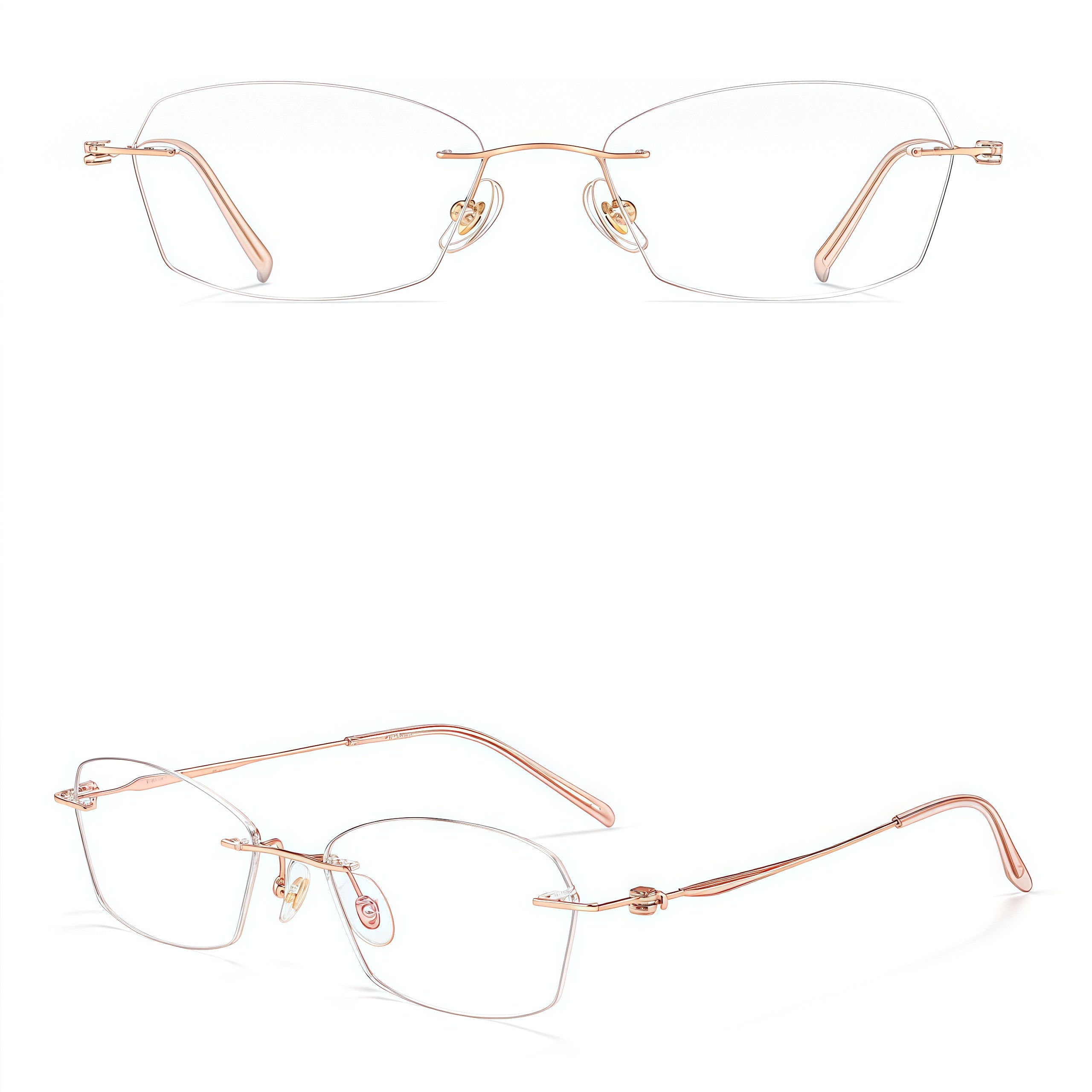 Gunmetal women's geometric pure titanium rimless glasses, product view