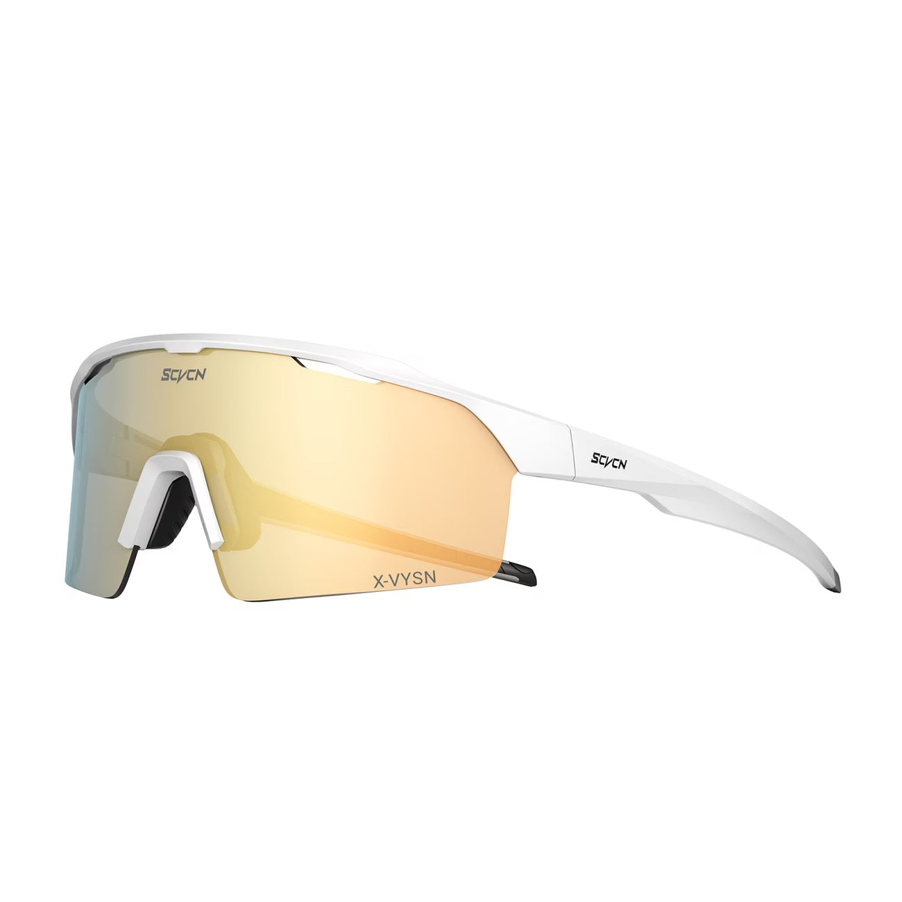 White Frame/Gold Mirror Lens 45-degree product view of Outdoor Performance Windproof Eyewear