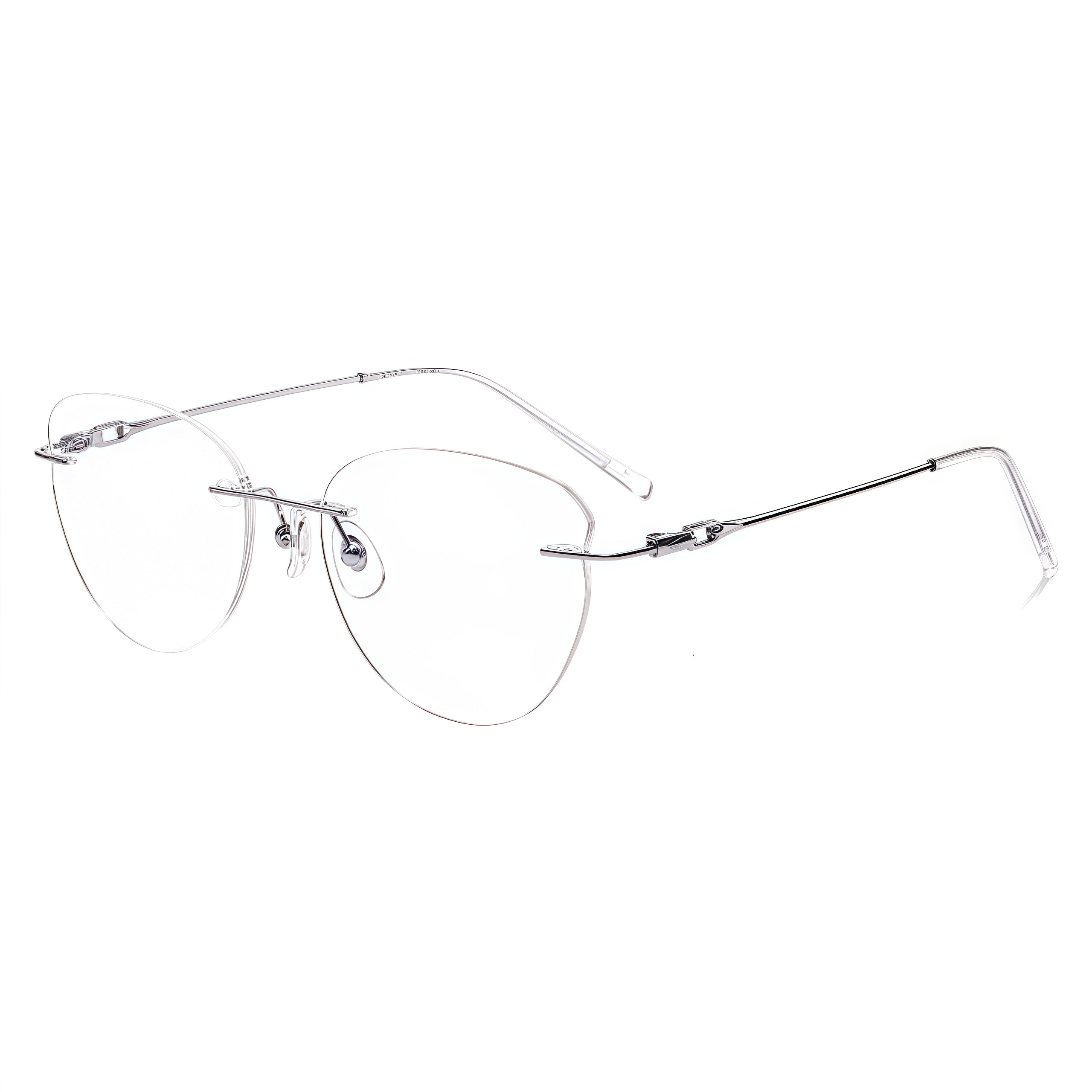 Gold women's oval titanium rimless glasses, product view