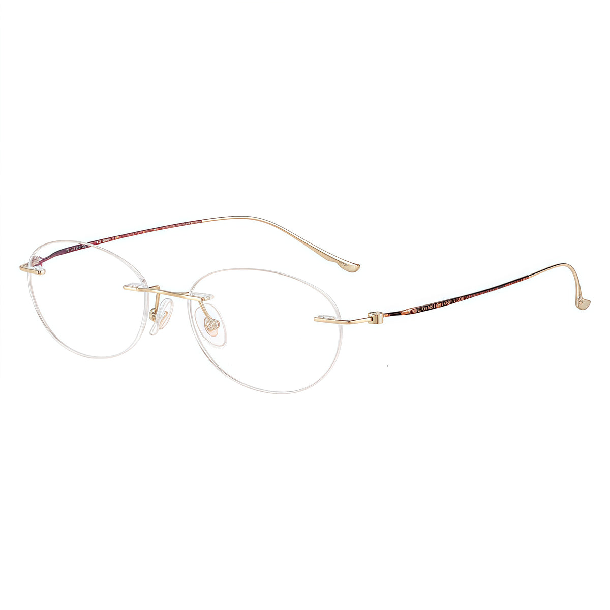 Tortoise/Gold women's slim oval pure titanium rimless glasses, product view