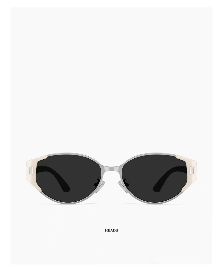 Ivory semi-rimless cat-eye tr90 and alloy sunglasses, front view