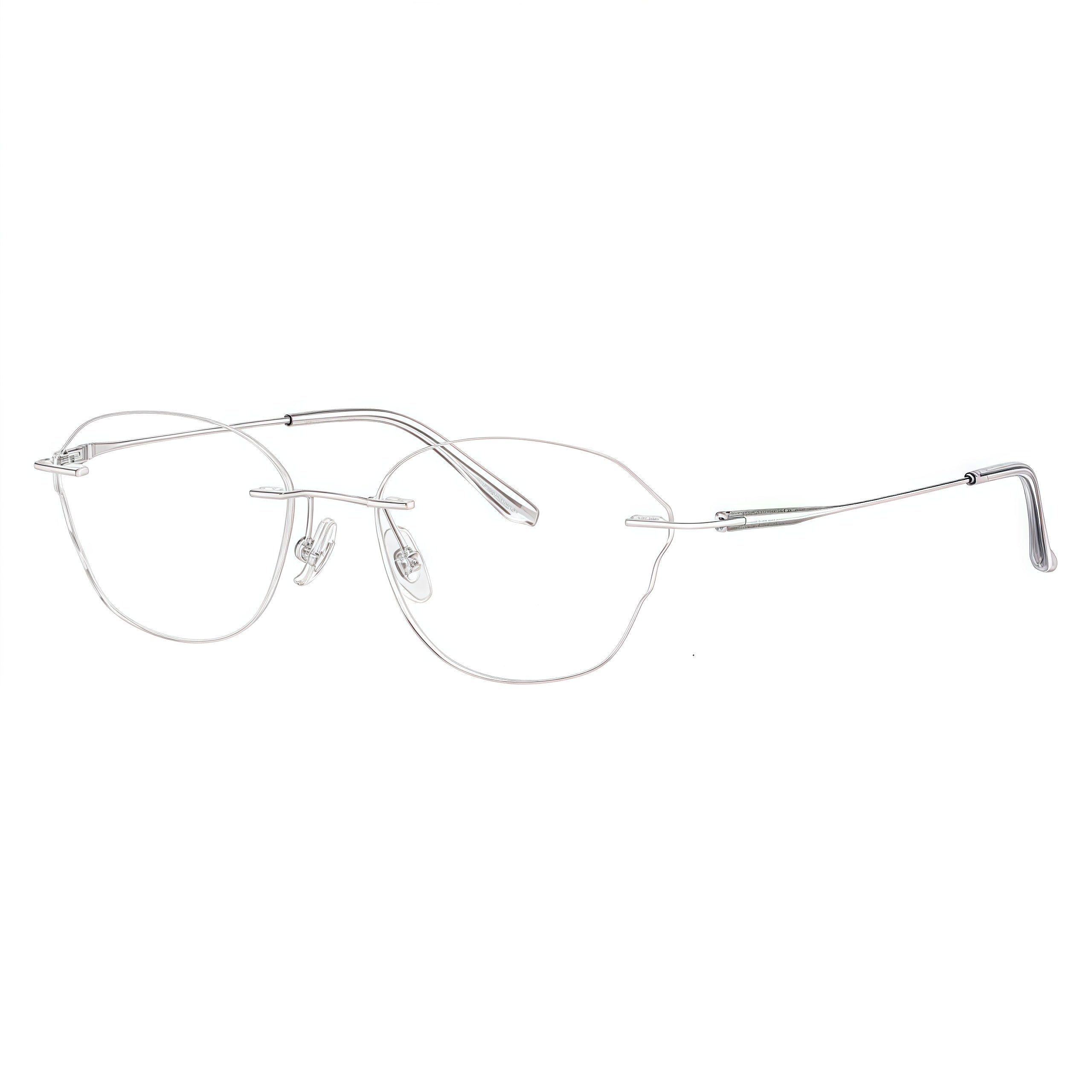 Rose Gold women's wide oval pure titanium rimless glasses, product view