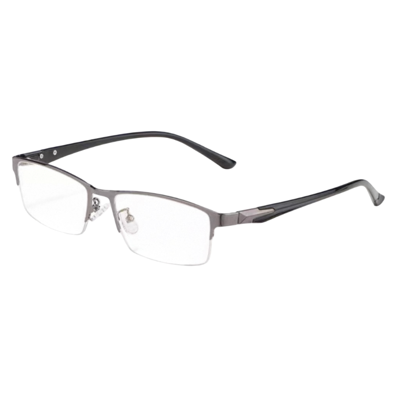 Gunmetal rectangular semi-rimless eyeglass frame, product view