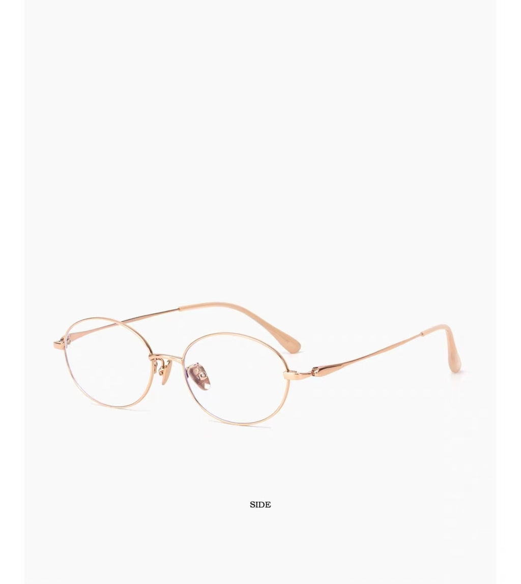 Women’s Ultra-Light Titanium Small Oval Anti-Blue Light High Prescription Glasses