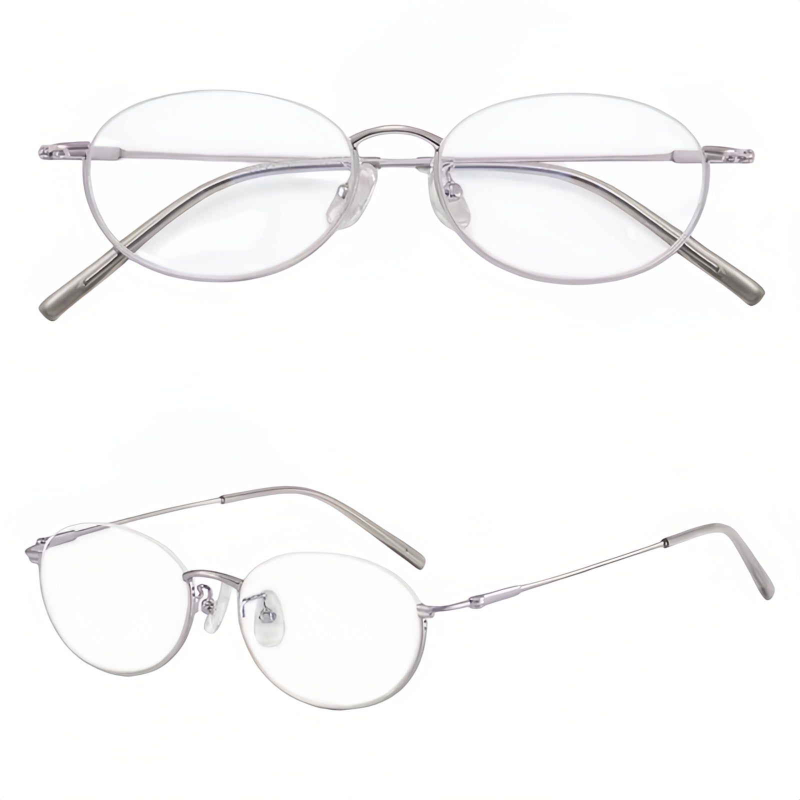 Platinum front and 45-degree product views of Stylish Refined Vintage Semi-Rimmed Eyeglasses