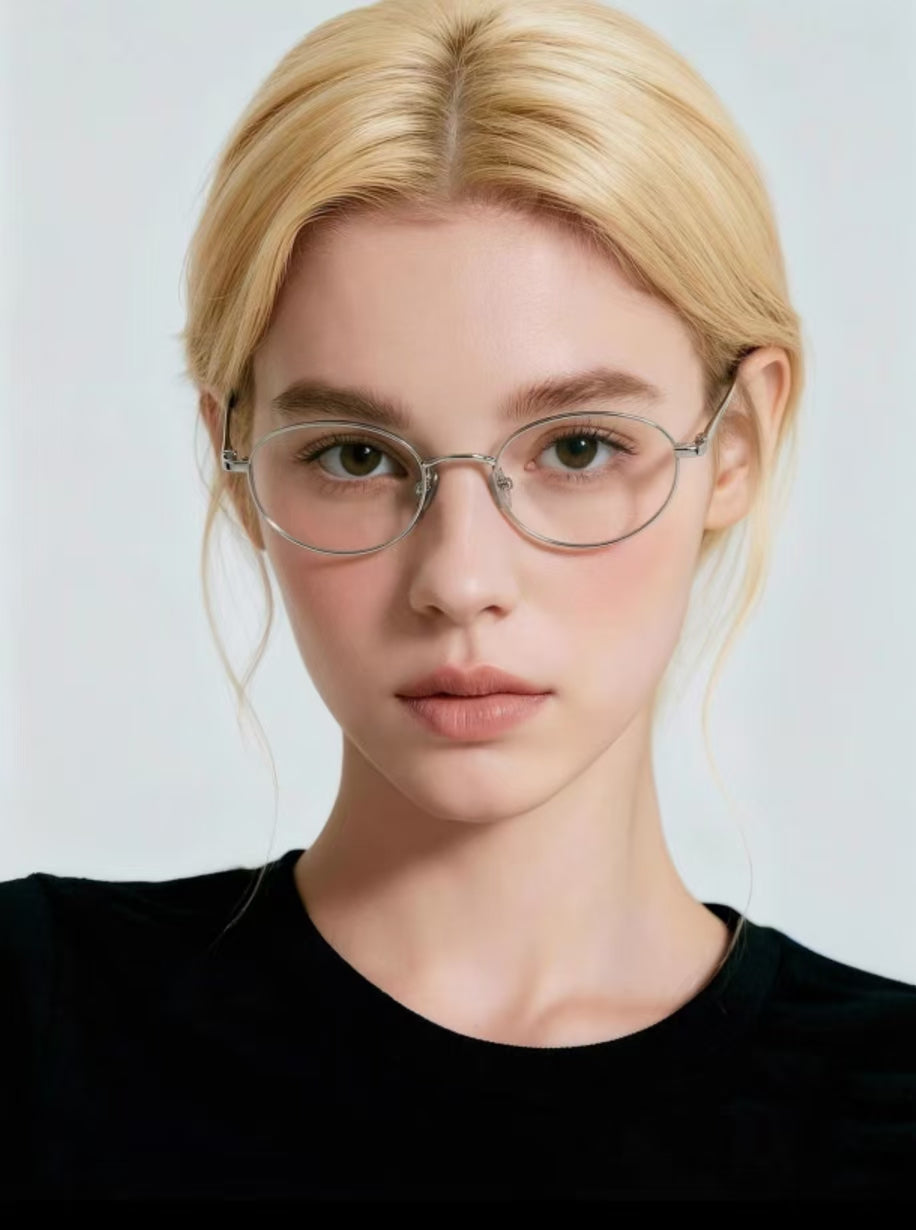 Women’s Ultra-Light Titanium Small Oval Anti-Blue Light Prescription Glasses