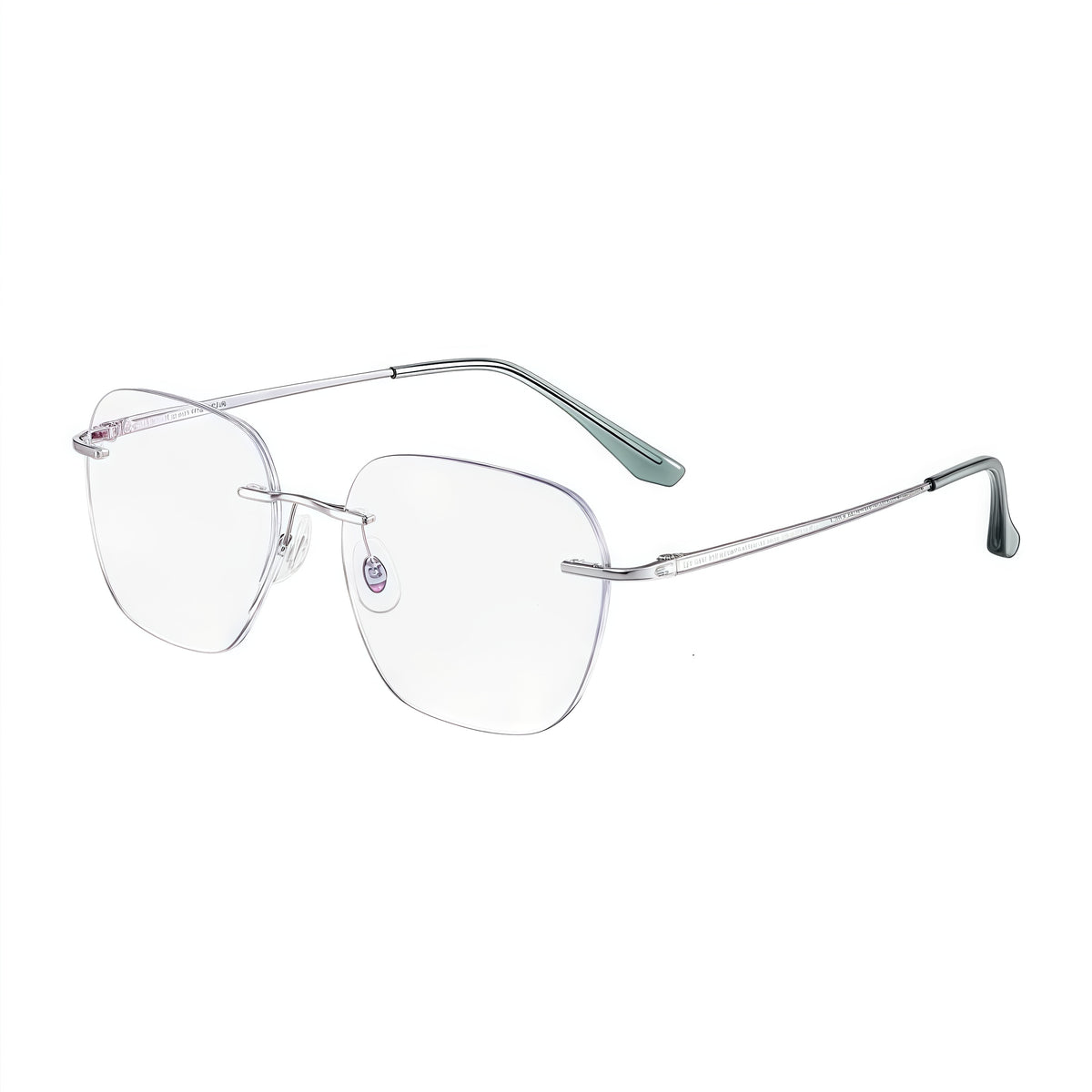 Silver unisex titanium rimless deep soft-square eyeglass frames, product view