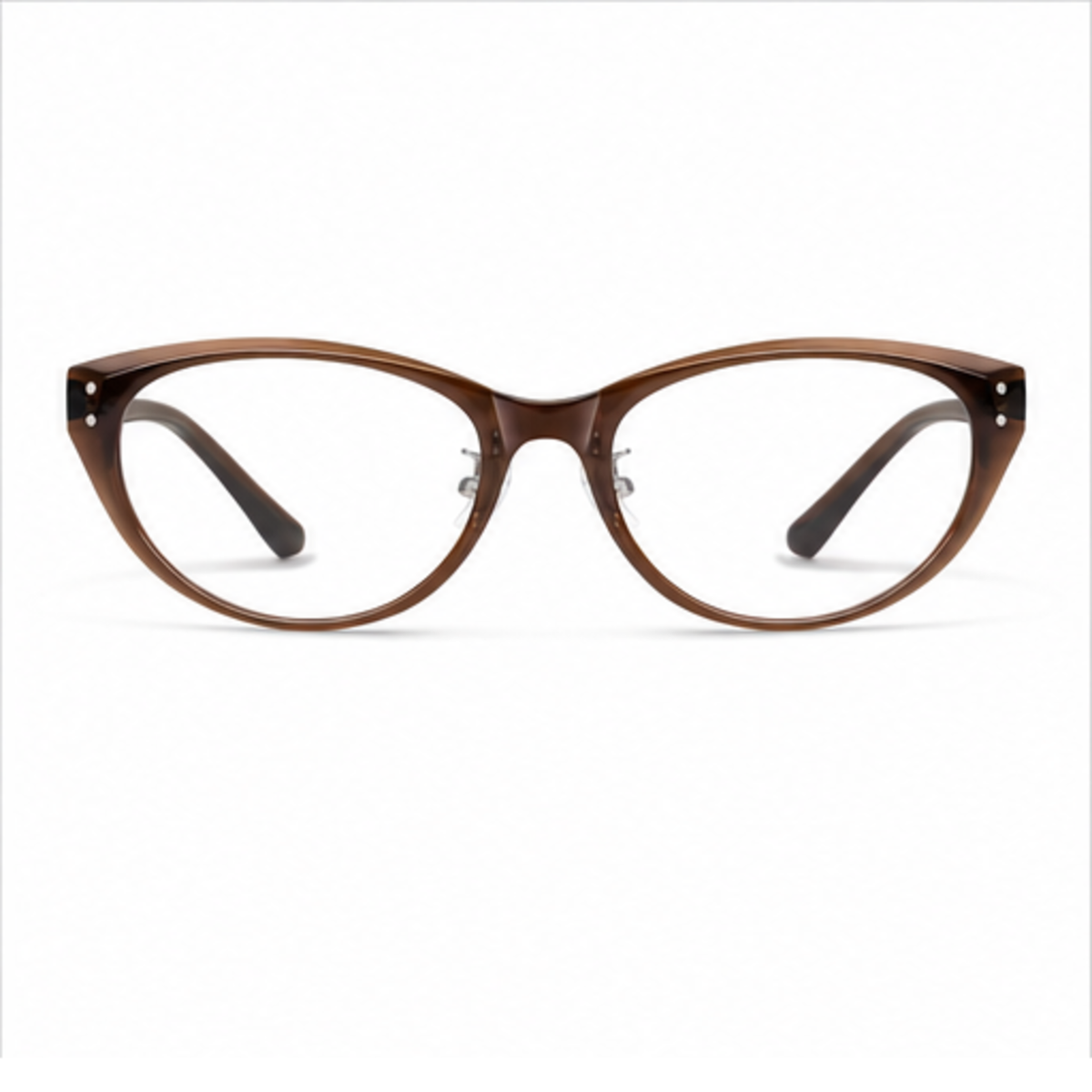 Amber Brown women's retro TR90 cat-eye full-rim glasses, front product view