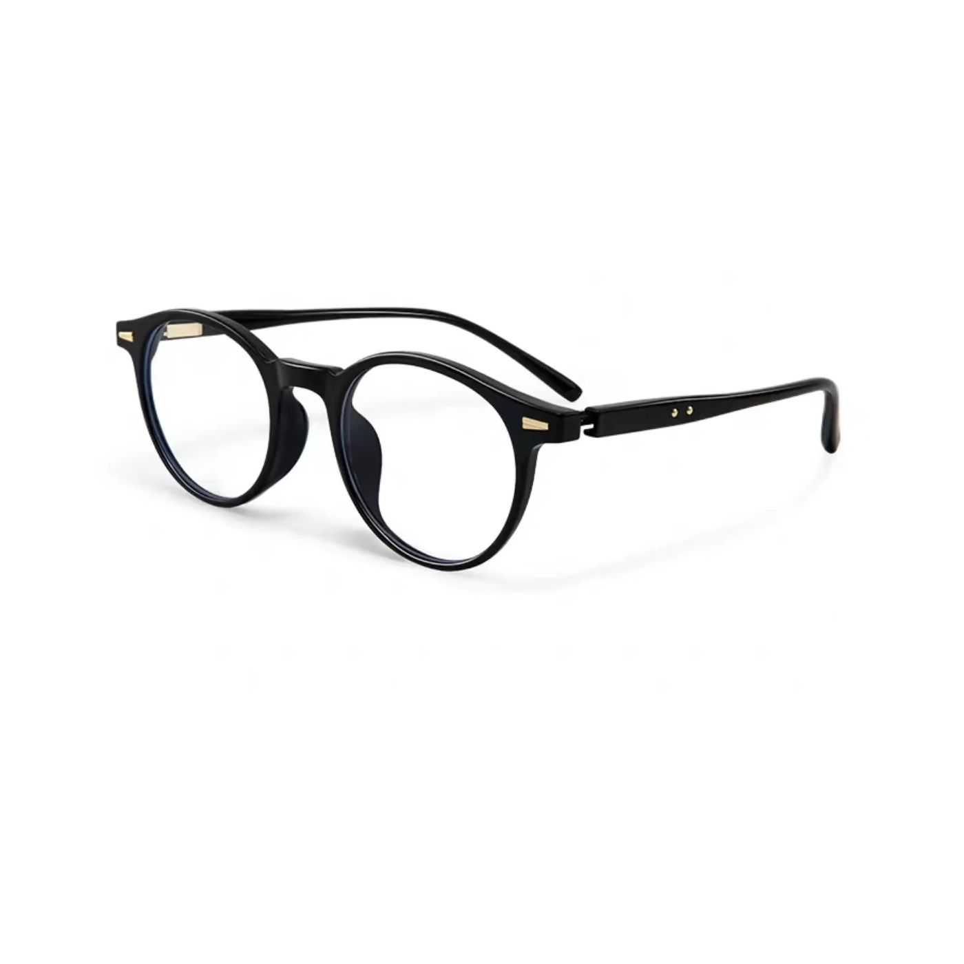 Glossy Black eyeglass frame, 45-degree product view