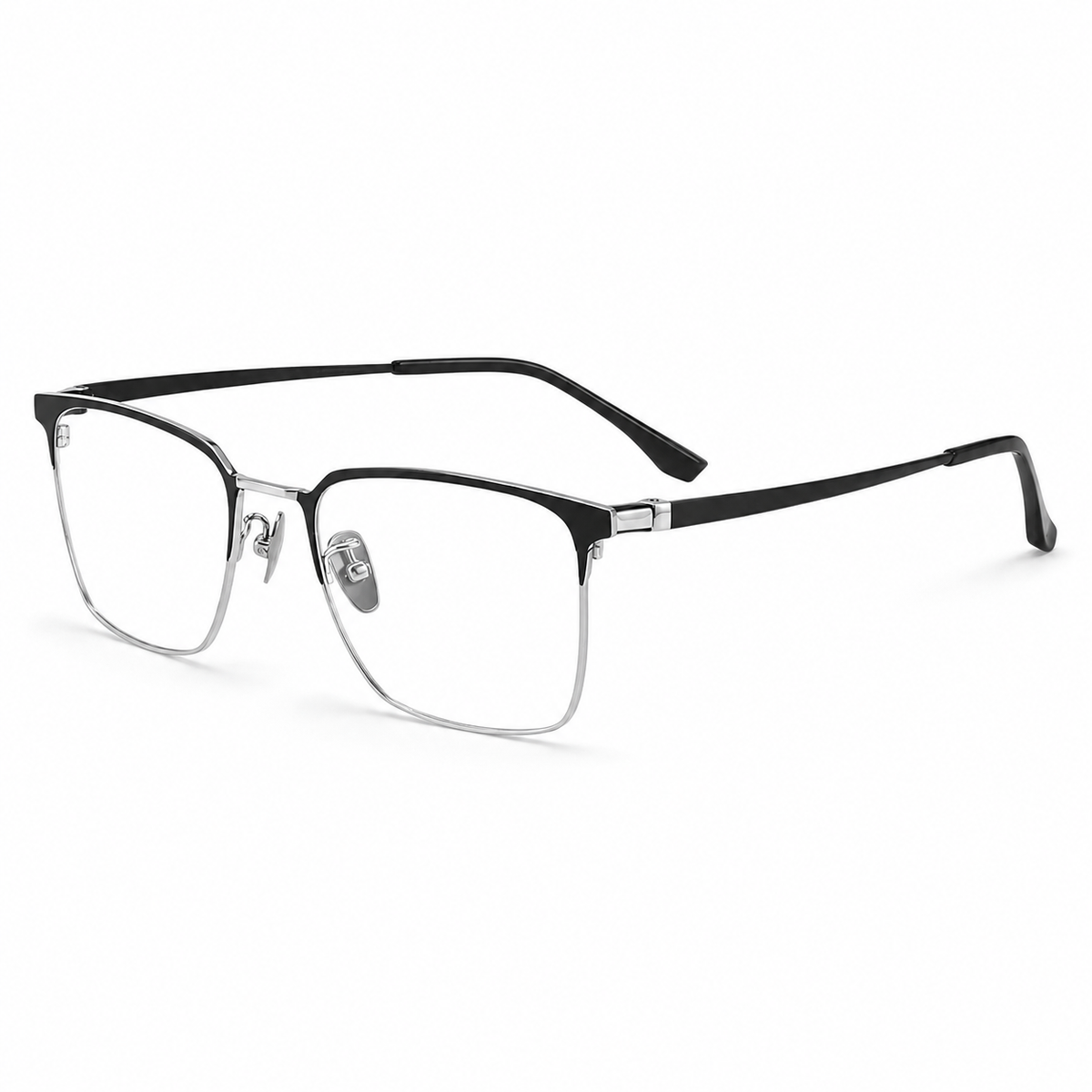 Black/Silver eyeglass frame, 45-degree product view
