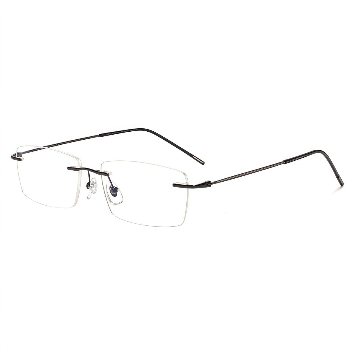Rose Gold/Pink unisex slim rectangular titanium rimless glasses, product view
