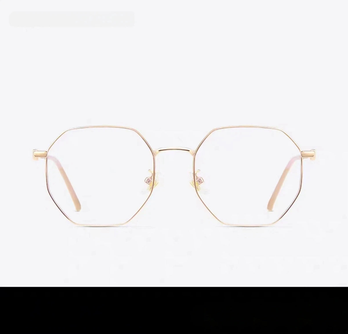Rose Gold unisex alloy geometric full-rim glasses, original front view