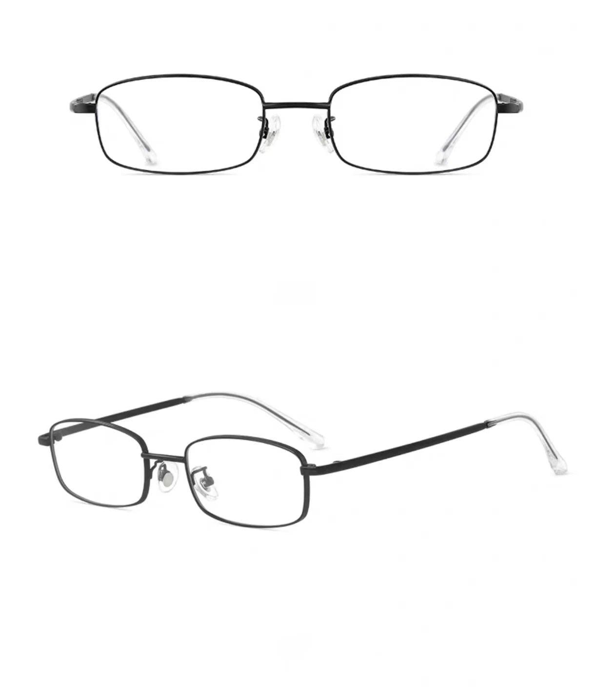 Men’s Ultra-Light Silver Small Frame Geek Chic Anti-Blue Light Prescription Ready Glasses