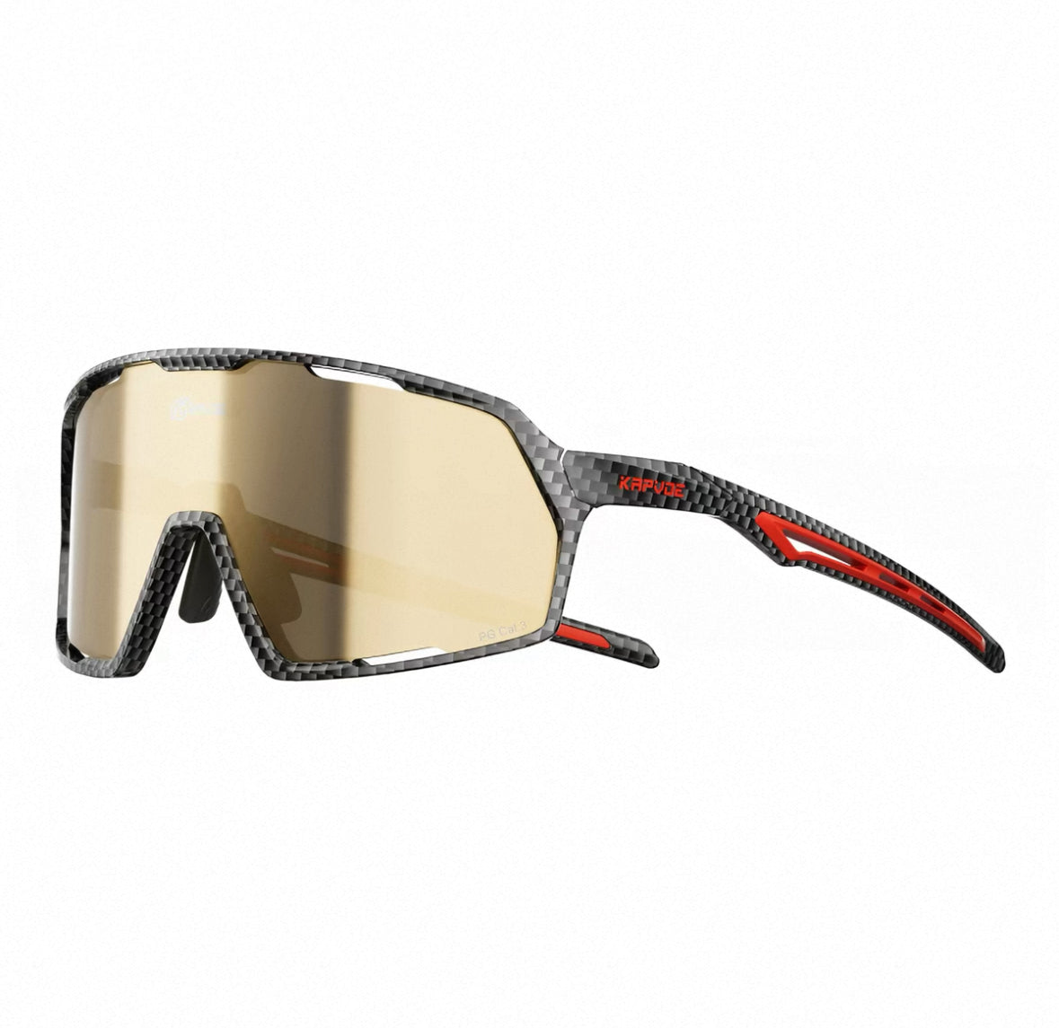 Silver Checkered Frame/Gold Mirror Lens 45-degree product view of Protective Windproof Outdoor Sports Glasses
