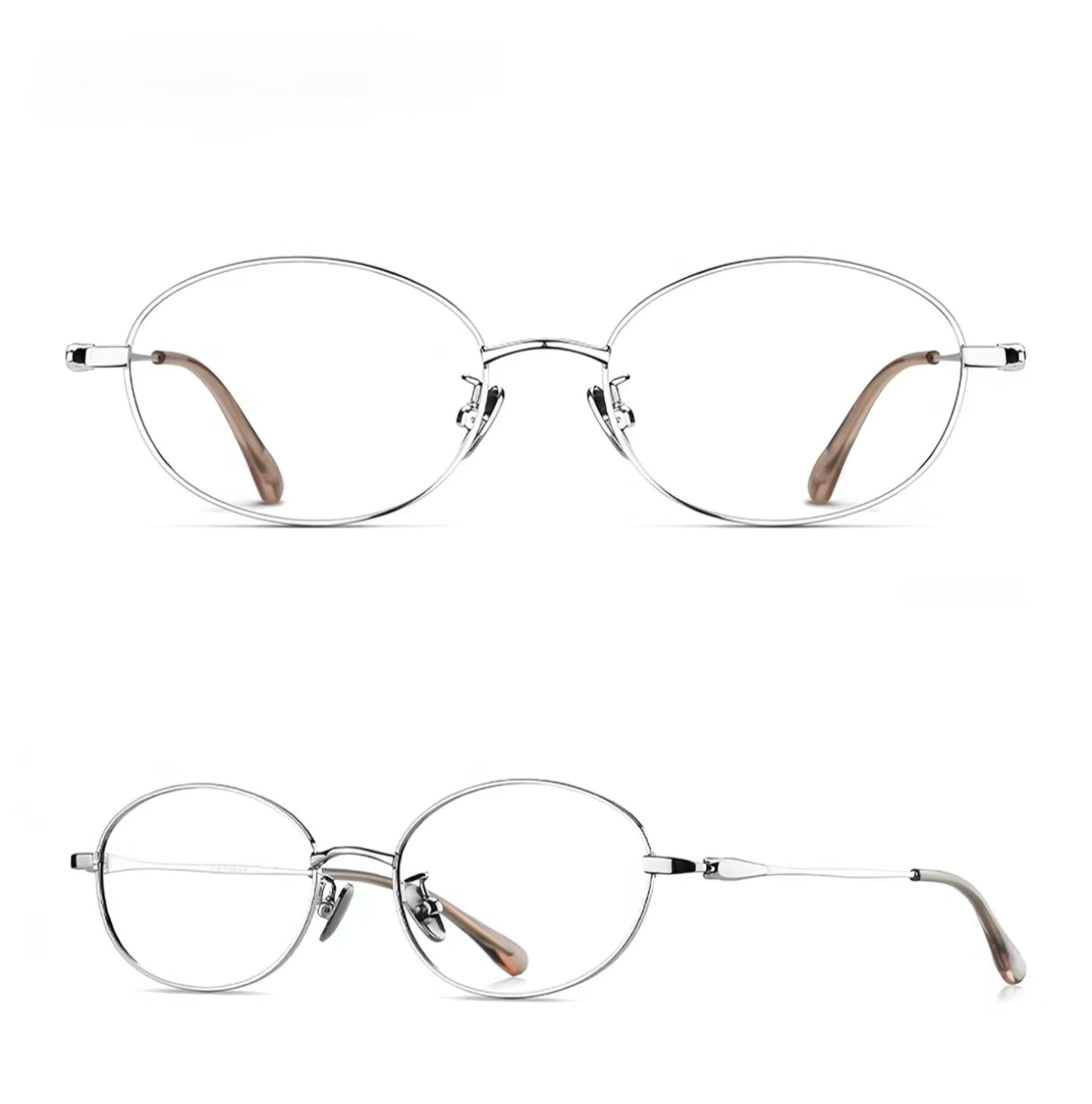 Women’s Ultra-Light Gold Small Oval Anti-Blue Light Prescription Glasses Frame