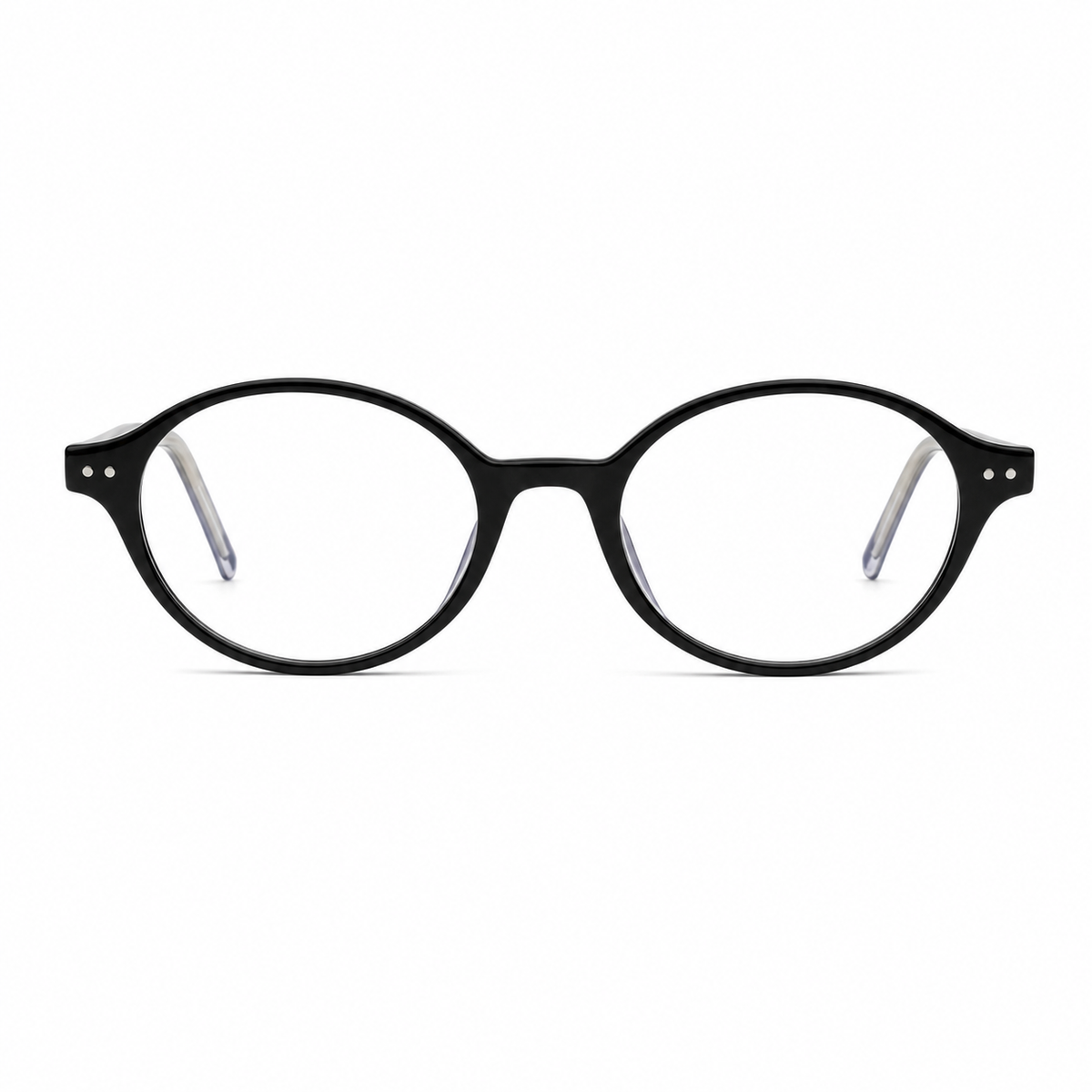 Black acetate oval full-rim glasses, front product view