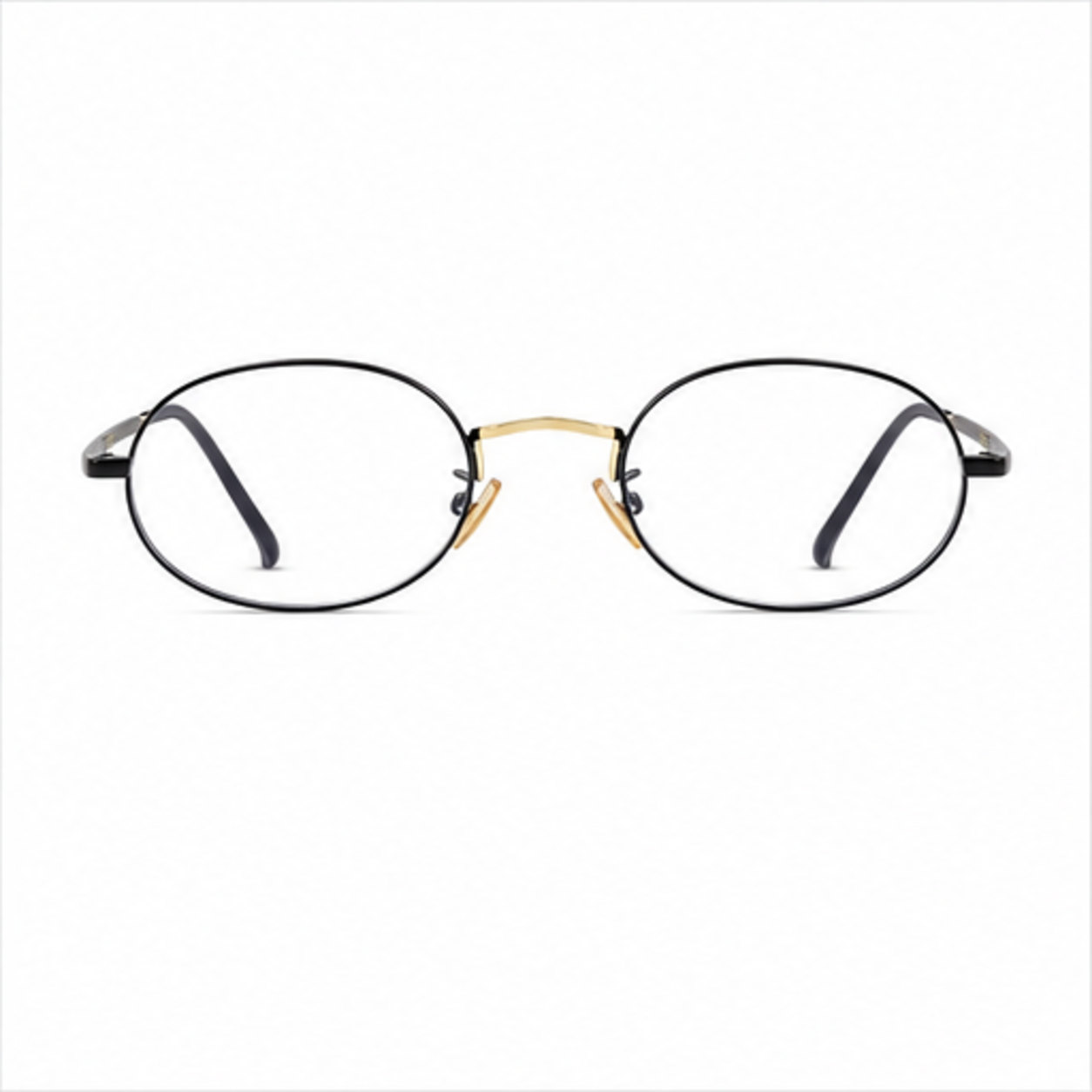 Black&Gold unisex small-fit ultra-light alloy oval full-rim glasses, front product view