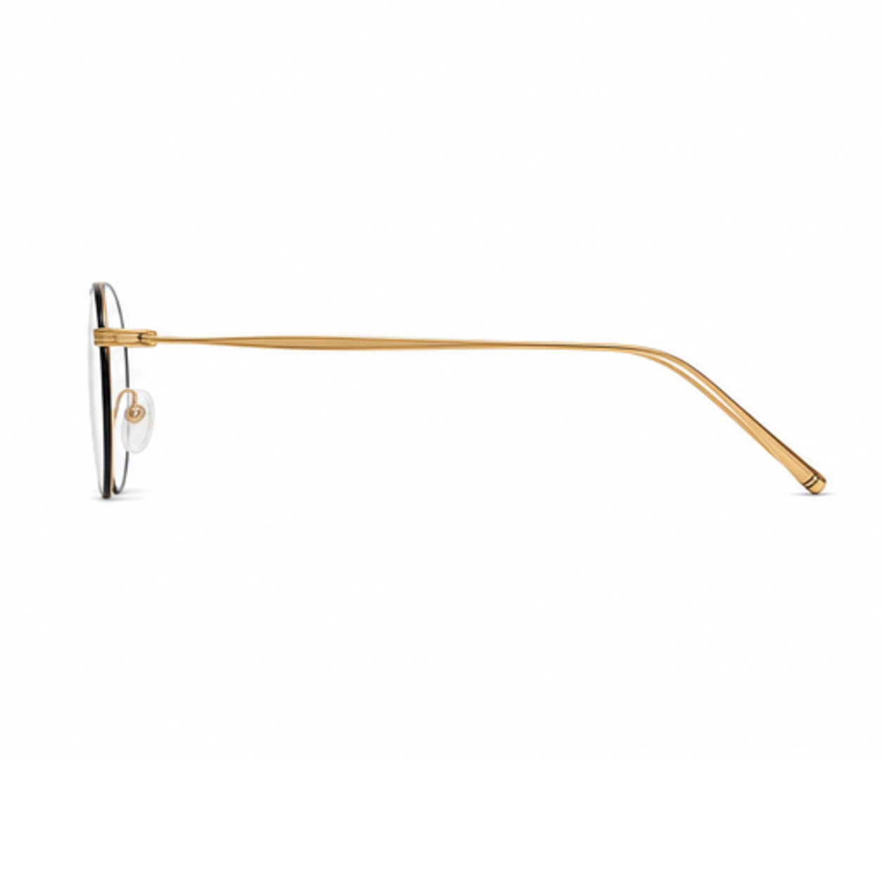 Black&Gold women's ultra-light alloy oval full-rim glasses, side-profile product view