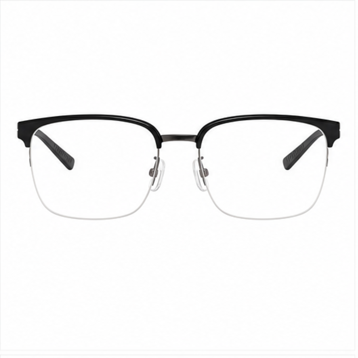 Black/Gunmetal men's TR-and-titanium semi-rimless glasses, front product view