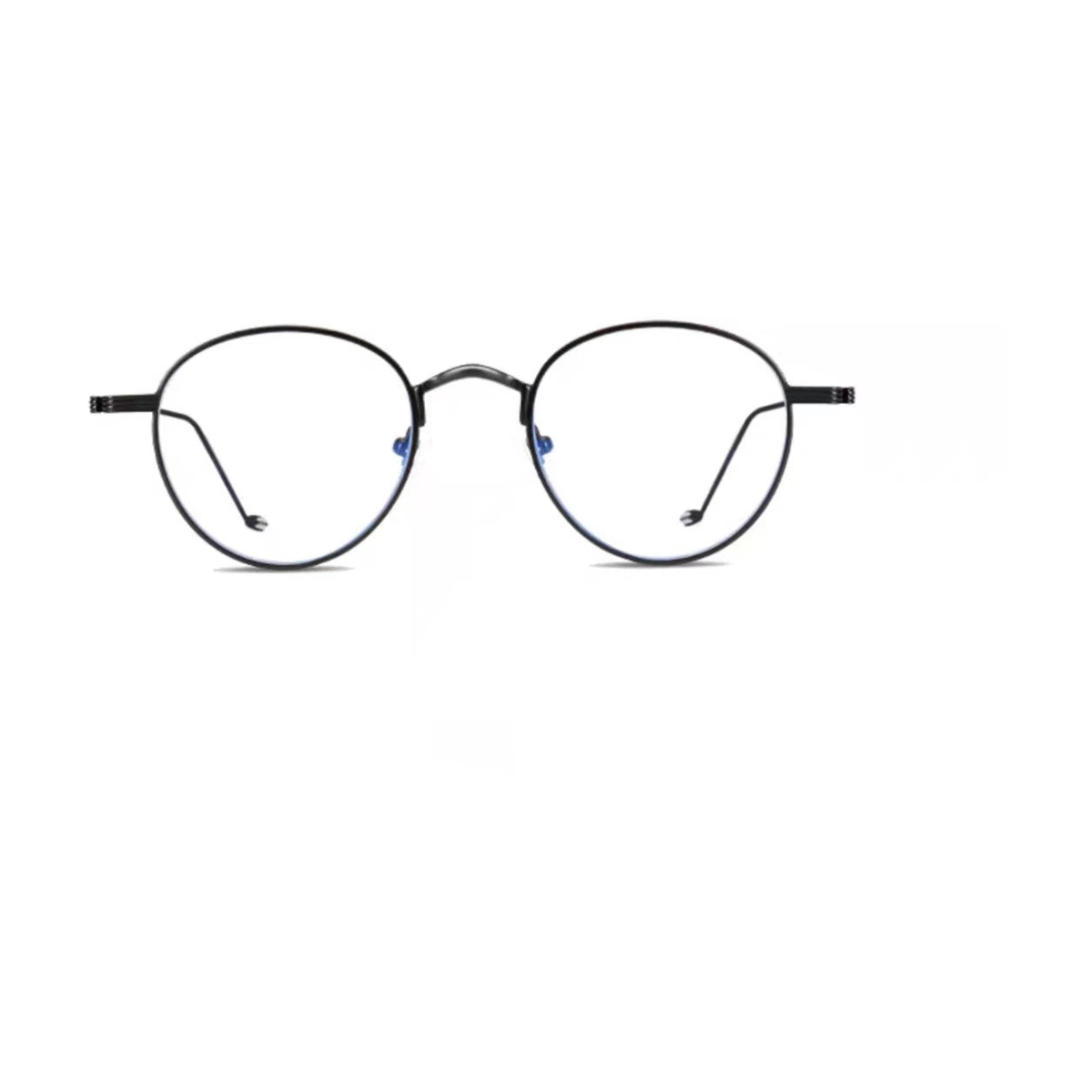 Black retro alloy round full-rim frame, front product view