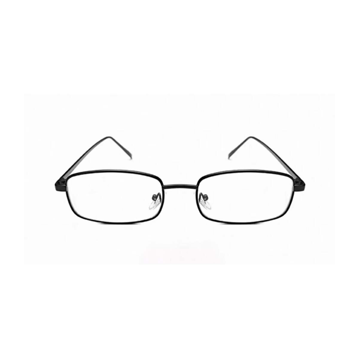 Black alloy slim square full-rim glasses, front product view