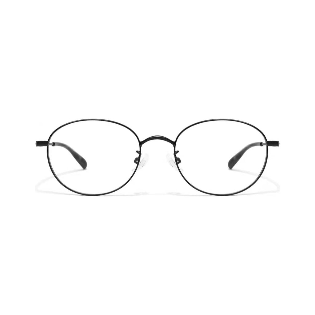 Black small-fit alloy oval full-rim glasses, front product view