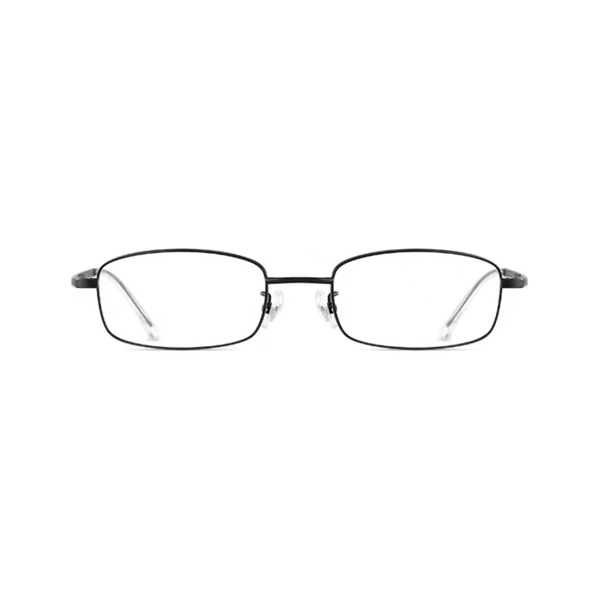 Black small-fit alloy rectangular full-rim glasses, front product view