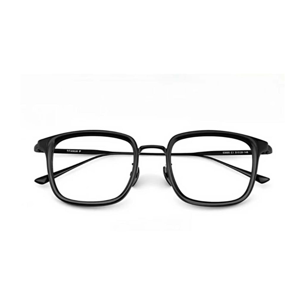 Black titanium and TR square full-rim glasses, front product view