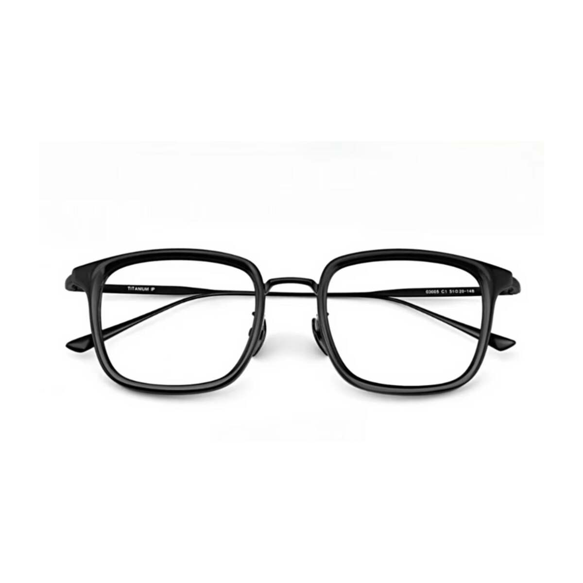 Black titanium and TR square full-rim glasses, front product view