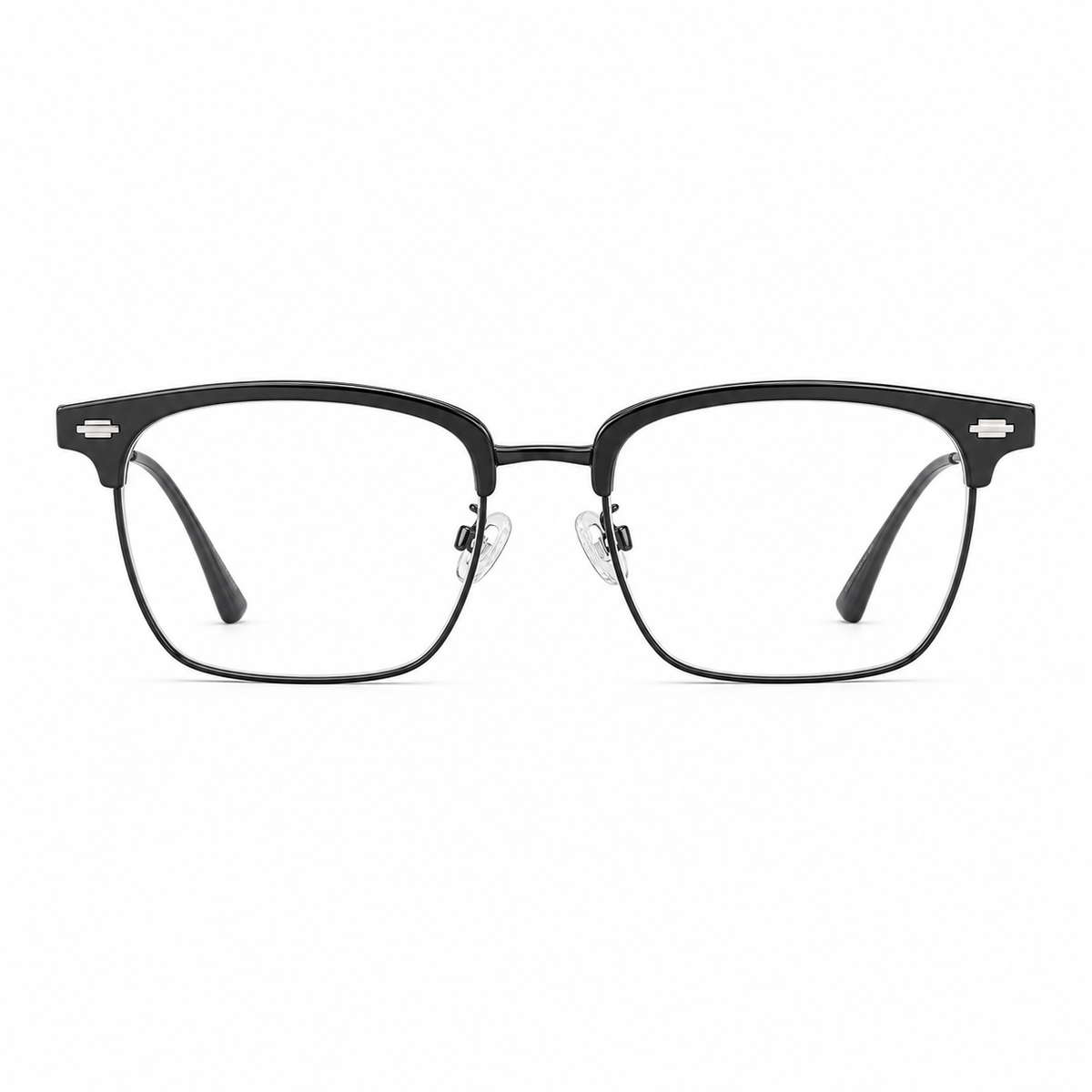 Black TR brow semi-rimless glasses, front product view
